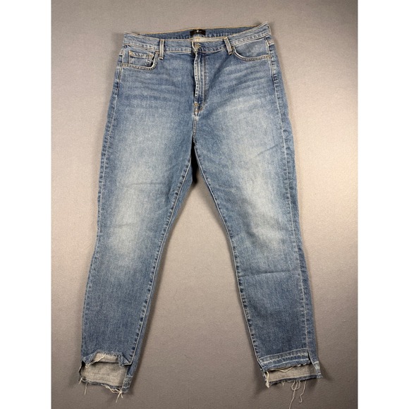 7 For All Mankind Denim - 7 For All Mankind High Waist Ankle Skinny Jeans Medium Wash Raw Hem Size 33